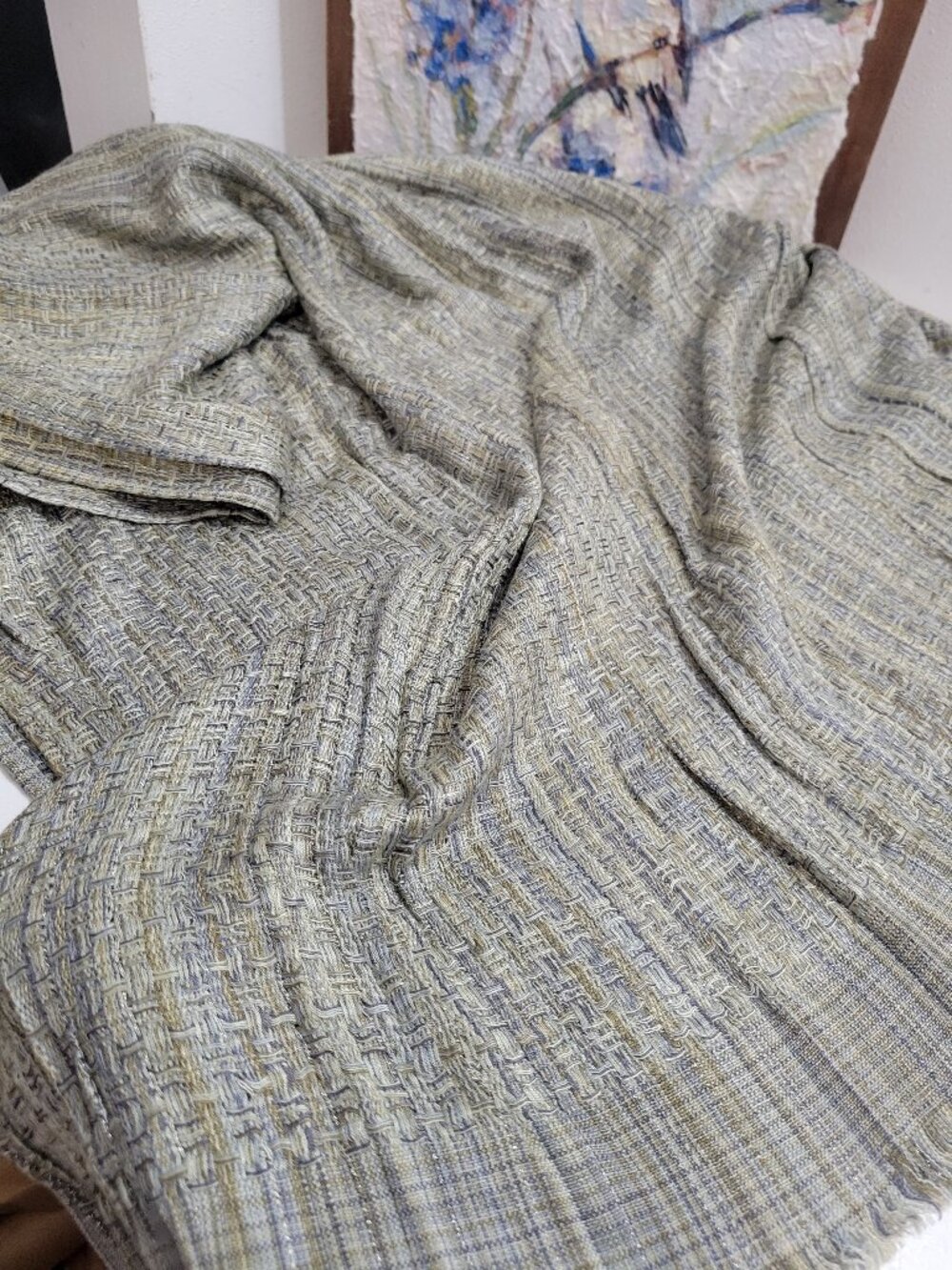 Maurices Large Woven Pale Green and Tan Shawl or Wrap